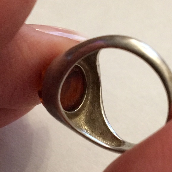 🍭SHELLY🍭Very old Artisan Amber ring in sterling silver (Size 5) - Picture 10 of 11